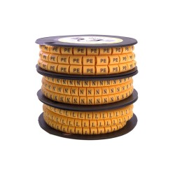 Кабель-маркер "N" для провода сеч.6мм STEKKER CBMR60-N , желтый, упаковка 350 шт