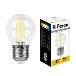 Лампа светодиодная Feron LB-52 Шарик E27 7W теплый свет (2700К)
