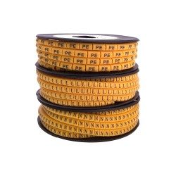 Кабель-маркер "L" для провода сеч.2,5мм STEKKER CBMR25-L , желтый, упаковка 1000 шт