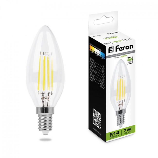 Лампа светодиодная диммируемая Feron LB-166 Свеча E14 7W 230V 4000K, артикул FERON 25871
