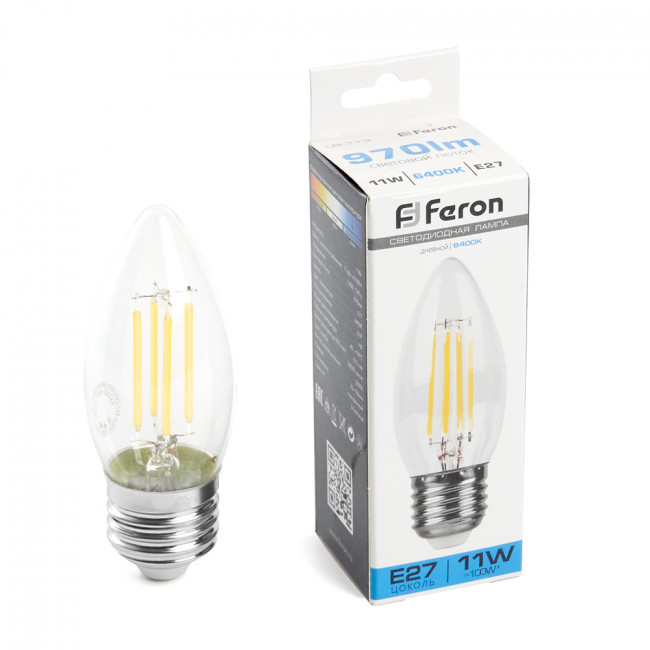 Лампа светодиодная Feron LB-713 Свеча E27 11W 230V 6400K, артикул FERON 38274
