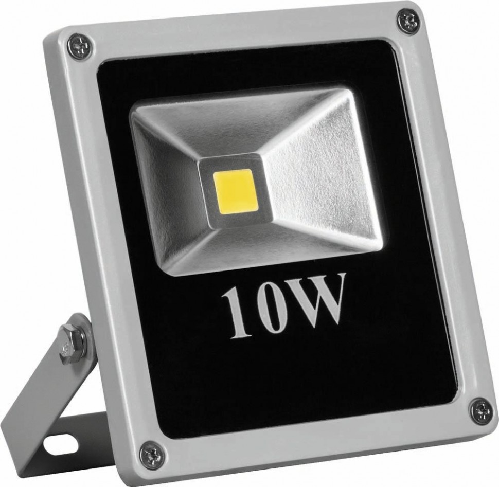Прожектор квадратный, 1LED/10W-белый 230V 6400K серый (IP66) 135*120*45 мм, LL-271