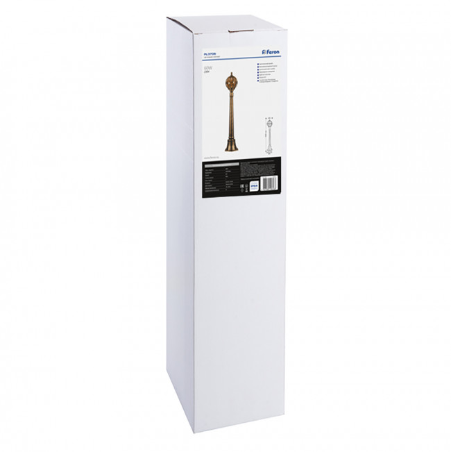 Светильник садово-парковый Feron PL3706 круглый, столб  60W 230V E27, черное золото, артикул FERON 11374