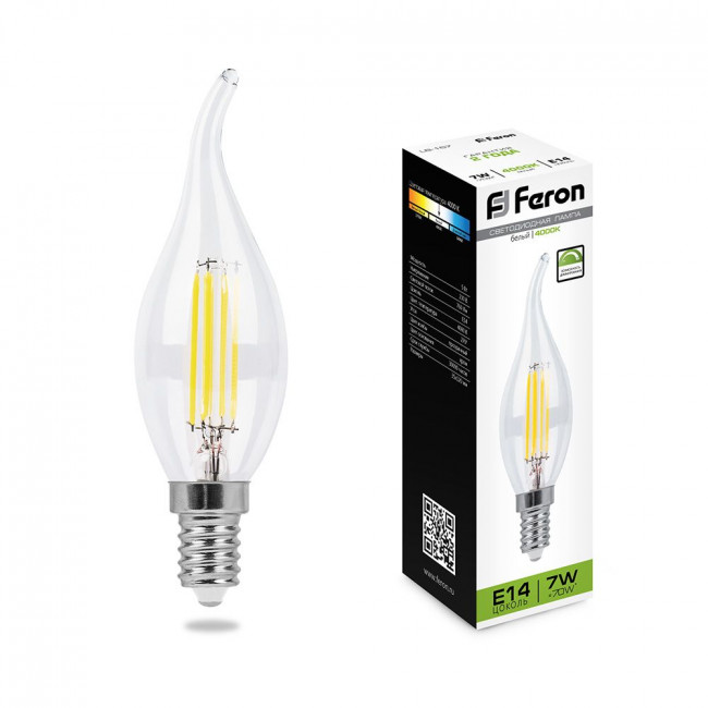 Лампа светодиодная диммируемая Feron LB-167 Свеча на ветру E14 7W 230V 4000K, артикул FERON 25873 Лампа светодиодная диммируемая Feron LB-167 Свеча на ветру E14 7W 230V 4000K, артикул FERON 25873