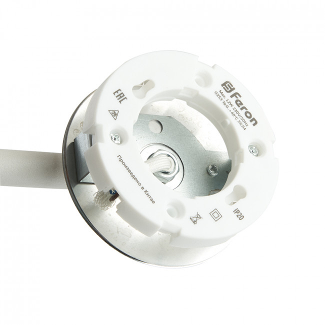 Светильник под лампу настольный Feron DE365 ECHO 12W, 230V, GX53, белый, с  антибликовой сеточкой, артикул FERON 48405
