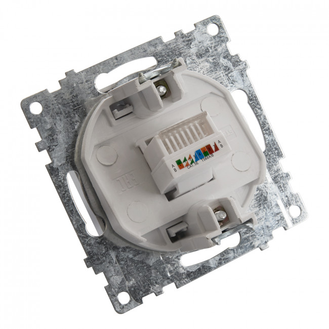 Розетка компьютерная 1-местная RJ-45 (механизм), STEKKER GLS00-7107-03, серия Катрин, серебро, артикул STEKKER 39585 Розетка компьютерная 1-местная RJ-45 (механизм), STEKKER GLS00-7107-03, серия Катрин, серебро, артикул STEKKER 39585