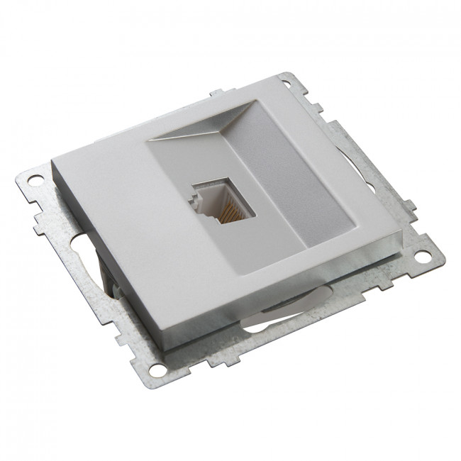 Розетка компьютерная 1-местная RJ-45 (механизм), STEKKER GLS00-7107-03, серия Катрин, серебро, артикул STEKKER 39585 Розетка компьютерная 1-местная RJ-45 (механизм), STEKKER GLS00-7107-03, серия Катрин, серебро, артикул STEKKER 39585