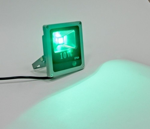 Прожектор квадратный, 1LED/10W-зеленый 230V  серый (IP66) 135*120*45 мм, LL-271