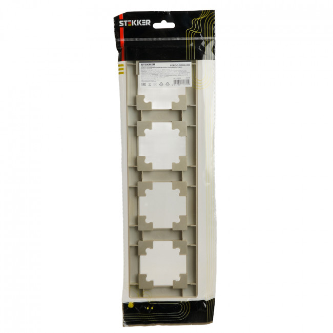 Рамка STEKKER, PFR00-7004-08 4-местная, пластик, серия Катрин, золото, артикул STEKKER 49609