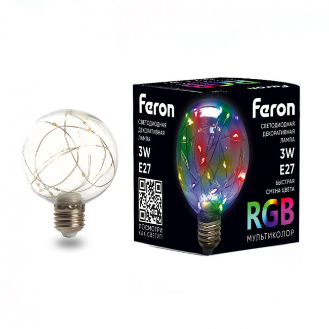 Лампа светодиодная Feron LB-381 E27 3W 230V RGB смена цвета, артикул FERON 41676