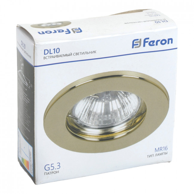 Светильник встраиваемый Feron DL10 потолочный MR16 G5.3 золотистый, артикул FERON 15110