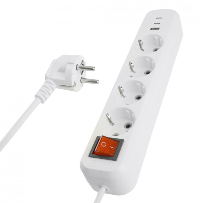 Удлинитель 4-местный с/з с выключ. STEKKER HM071-41-03 3x1мм2, 3м, 250В, 16А, 1USB+2C, 2.4A, сер Home, белый, артикул STEKKER 50140 Удлинитель 4-местный с/з с выключ. STEKKER HM071-41-03 3x1мм2, 3м, 250В, 16А, 1USB+2C, 2.4A, сер Home, белый, артикул STEKKER 50140