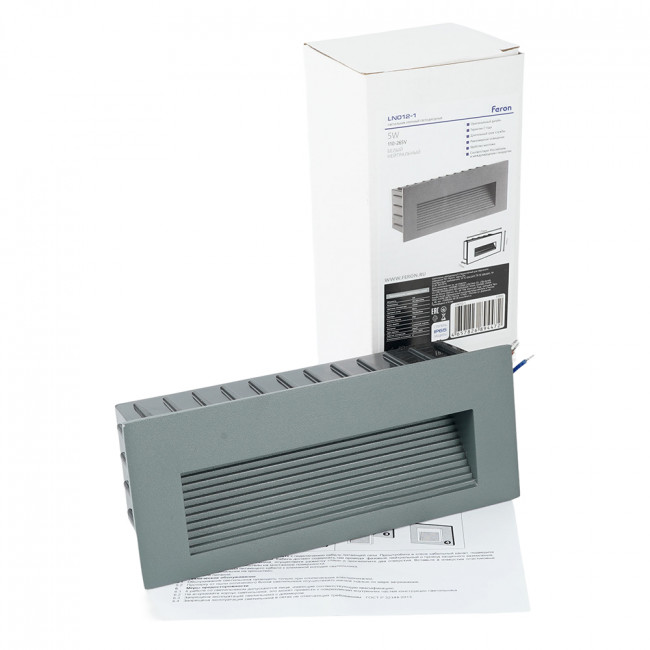 Светодиодный светильник Feron LN012-1 встраиваемый 5W 4000K, IP65, серый, артикул FERON 51955