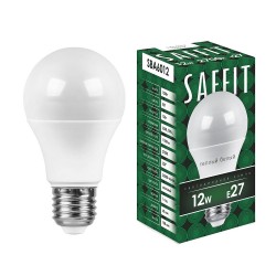 Лампа светодиодная, 12W 230V E27 2700K, SBA6012 Saffit