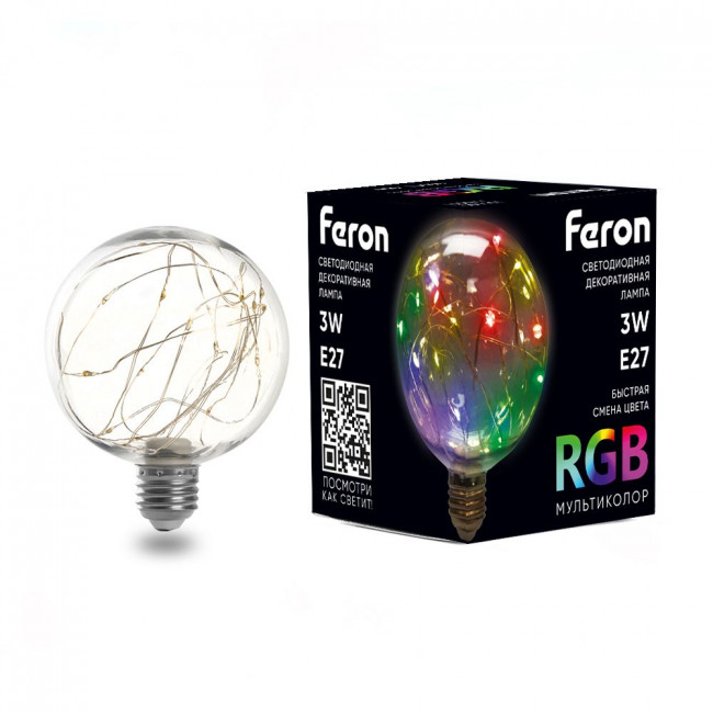 Лампа светодиодная Feron LB-382 E27 3W 230V RGB, артикул FERON 41678