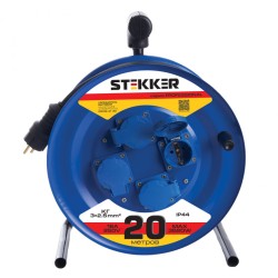 Удлинитель на металлической катушке с/з 4-местный Stekker PRF02-41-20 20м 3х2,5 серия Professional, синий