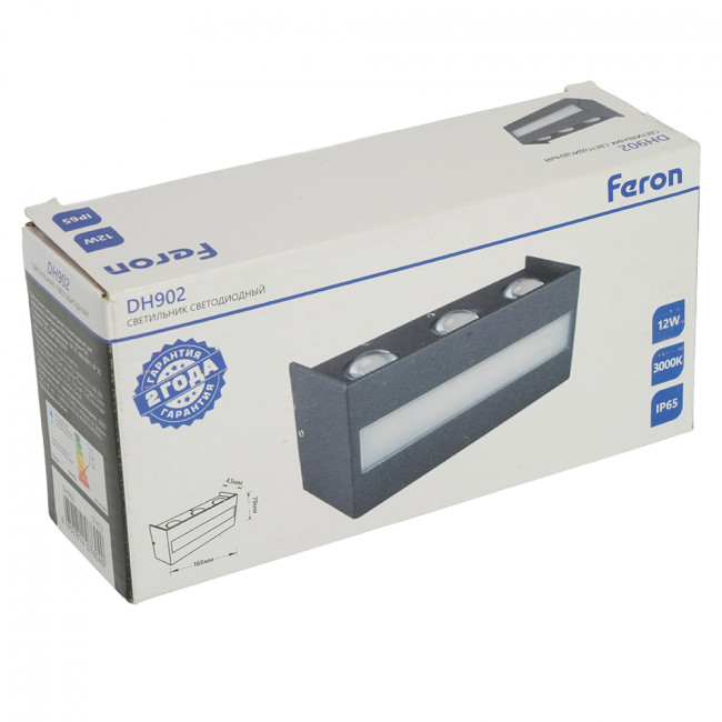 Светильник уличный светодиодный Feron DH902, 12W, 950Lm, 3000K, черный, артикул FERON 51412