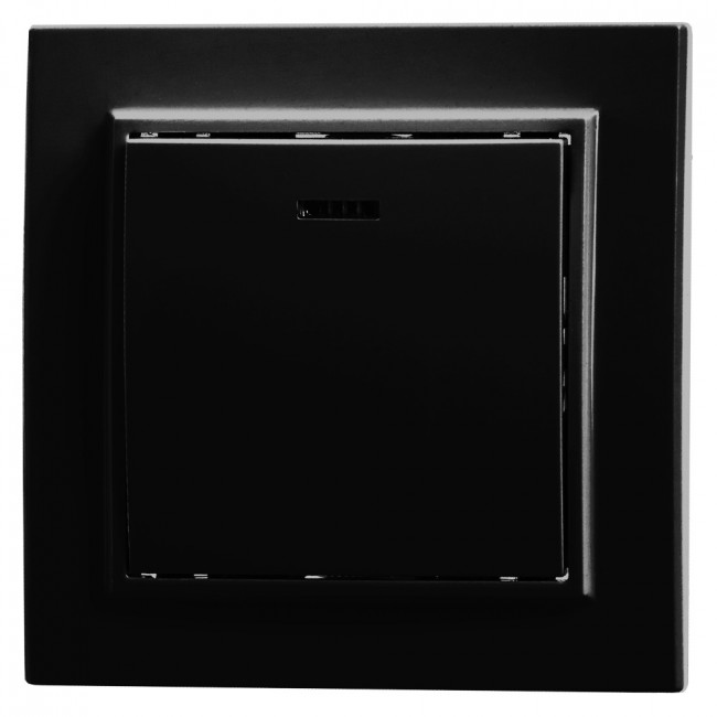 Выключатель 1-клавишный c индикатором STEKKER, PSW10-9001-03, 250V, 10А, серия Эрна, черный, артикул STEKKER 39470