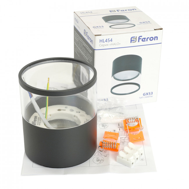 Светильник потолочный Feron HL454 HALO 12W, 230V, GX53, черный, артикул FERON 48751