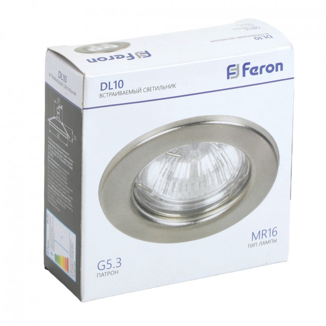 Светильник встраиваемый Feron DL10 потолочный MR16 G5.3 титан, артикул FERON 15112