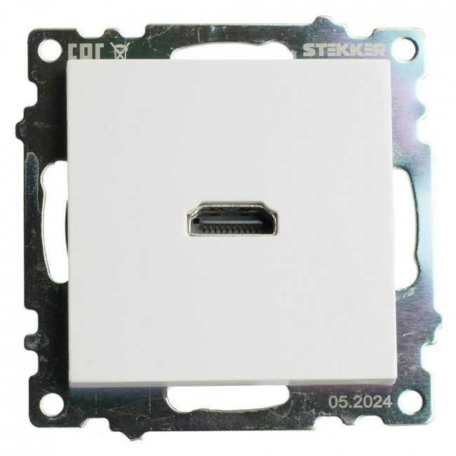 Розетка HDMI 2.1, Type A (механизм), STEKKER GLS00-7118-01, серия Катрин, белый, артикул STEKKER 50058 Розетка HDMI 2.1, Type A (механизм), STEKKER GLS00-7118-01, серия Катрин, белый, артикул STEKKER 50058