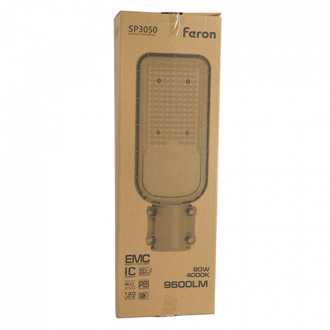 Светодиодный уличный консольный светильник Feron SP3050 80W 4000K 230V, серый, артикул FERON 41267 Светодиодный уличный консольный светильник Feron SP3050 80W 4000K 230V, серый, артикул FERON 41267