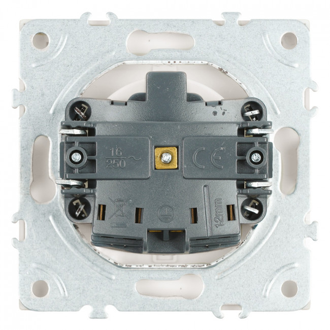 Розетка 1-местная с крышкой с защ. штор, STEKKER, с/з, IP42, 250В, 16А, серия Эмили, RST16-5112-01, белый фарфор, soft touch, артикул STEKKER 49881