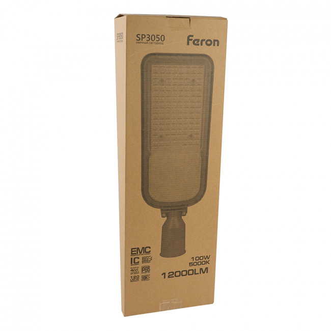 Светодиодный уличный консольный светильник Feron SP3050 100W 5000K 230V, серый, артикул FERON 41268 Светодиодный уличный консольный светильник Feron SP3050 100W 5000K 230V, серый, артикул FERON 41268