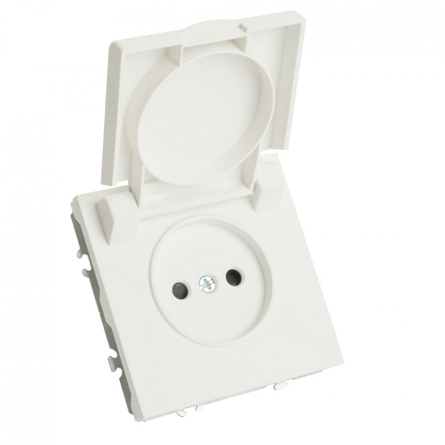 Розетка 1-местная с крышкой с защ. штор, STEKKER, б/з, IP42, 250В, 16А, серия Эмили, RST16-5113-01, белый фарфор, soft touch, артикул STEKKER 49878