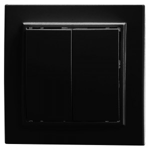 Выключатель 2-клавишный STEKKER, PSW10-9004-03, 250V, 10А, серия Эрна, черный