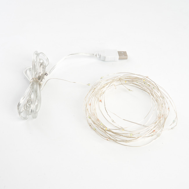 Гирлянда линейная Feron CL576 Роса, статичная, 10м USB мультиколор , прозрачный шнур, артикул FERON 48188