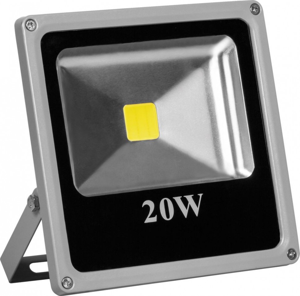 Прожектор квадратный, 1LED/20W-белый 230V 4000K серый (IP65) 200*185*45 см, LL-272 мм