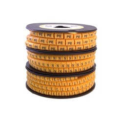 Кабель-маркер "N" для провода сеч.4мм STEKKER CBMR40-N , желтый, упаковка 500 шт