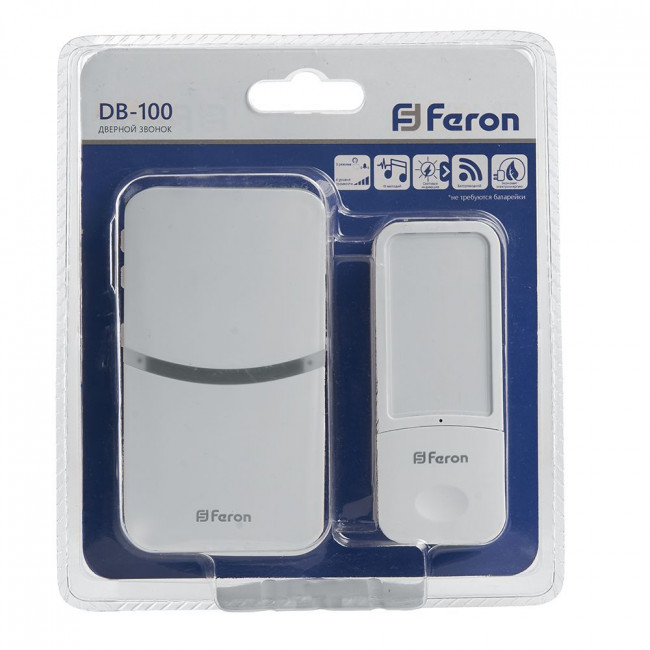 Звонок дверной Feron DB-100 Электрический 18 мелодий белый 230V, артикул FERON 41437