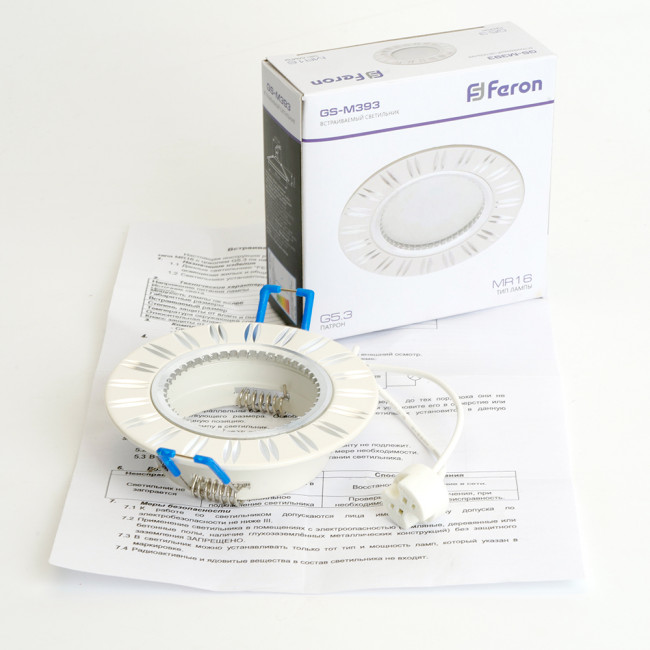 Светильник встраиваемый Feron GS-M393 потолочный MR16 G5.3 белый, артикул FERON 28343