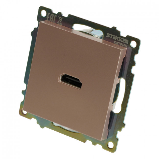 Розетка HDMI 2.1, Type A  (механизм), STEKKER GLS00-7118-02, серия Катрин, шампань, артикул STEKKER 50063