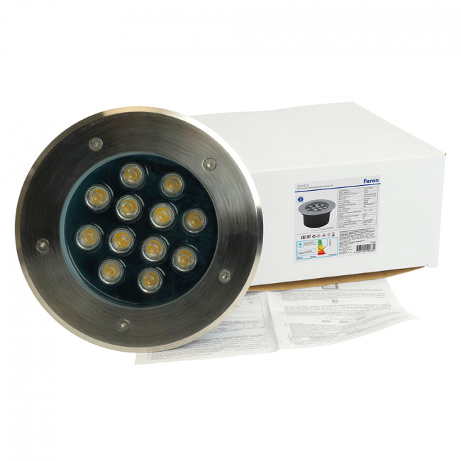 Светодиодный светильник тротуарный (грунтовый) Feron SP4114 12W 6400K 230V IP67, артикул FERON 32022