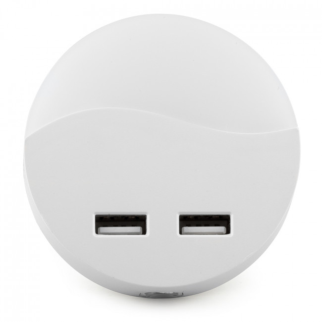 Светильник ночник Feron c 2мя USB выходами, FN1122 0,5W 230V, белый, артикул FERON 41021