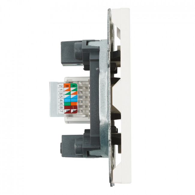 Розетка компьютерная 1-местная RJ-45 (механизм), STEKKER, серия Эмили, RST00-5117-01, белый фарфор, soft touch, артикул STEKKER 49873