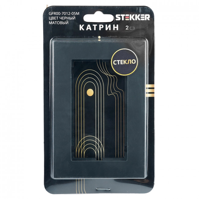 Рамка 2-местная (без перемычки), стекло, STEKKER, GFR00-7012-05М, серия Катрин, черный матовый, артикул STEKKER 49605 Рамка 2-местная (без перемычки), стекло, STEKKER, GFR00-7012-05М, серия Катрин, черный матовый, артикул STEKKER 49605