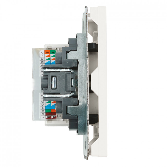 Розетка компьютерная 2-местная RJ-45 (механизм), STEKKER,  серия Эмили, RST00-5111-01, белый фарфор, soft touch, артикул STEKKER 49874