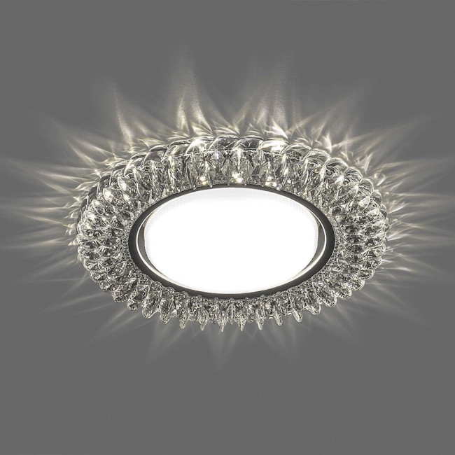 Светильник встраиваемый с белой LED подсветкой Feron CD4035 потолочный GX53 без лампы, прозрачный, хром, артикул FERON 40502