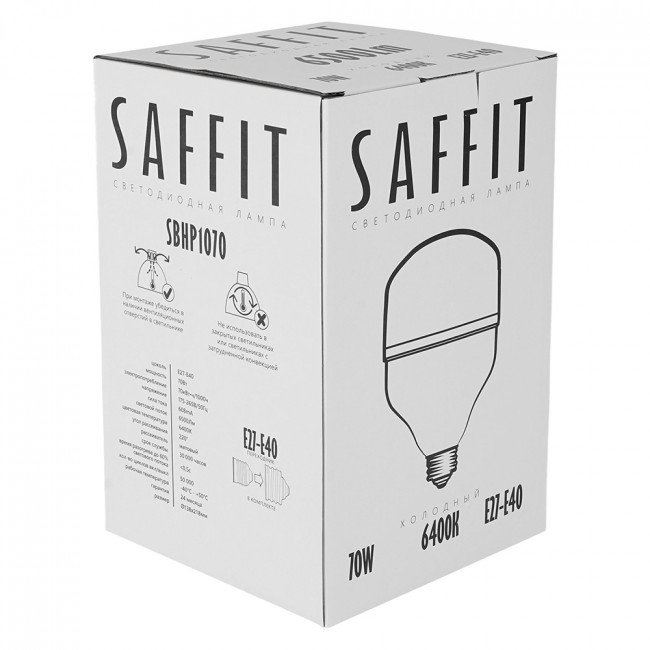 Лампа светодиодная SAFFIT SBHP1070 E27-E40 70W 230V 6400K, артикул SAFFIT 55099