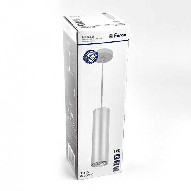 Светодиодный светильник Feron HL530 на подвесе 15W 4000K белый 80*200, артикул FERON 32479 Светодиодный светильник Feron HL530 на подвесе 15W 4000K белый 80*200, артикул FERON 32479