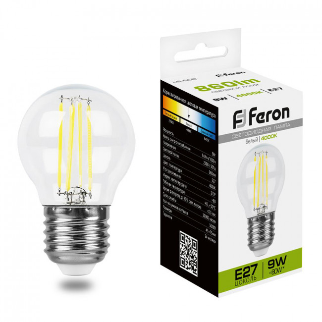 Лампа светодиодная Feron LB-509 Шарик E27 9W 230V 4000K, артикул FERON 38004 Лампа светодиодная Feron LB-509 Шарик E27 9W 230V 4000K, артикул FERON 38004