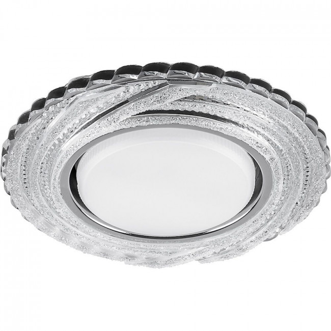 Светильник встраиваемый с белой LED подсветкой Feron CD4037 потолочный GX53 без лампы, прозрачный, хром, артикул FERON 40504