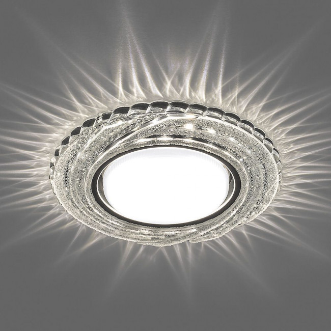 Светильник встраиваемый с белой LED подсветкой Feron CD4037 потолочный GX53 без лампы, прозрачный, хром, артикул FERON 40504