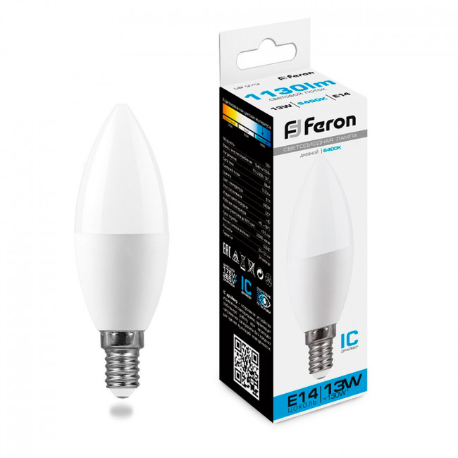 Лампа светодиодная Feron LB-970 Свеча E14 13W 175-265V 6400K, артикул FERON 38109