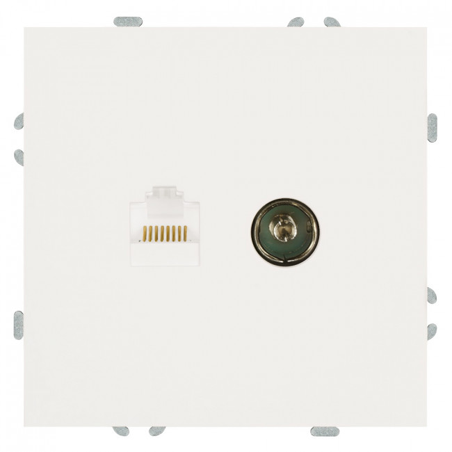 Розетка TV + компьютерная RJ-45 (механизм), STEKKER, серия Эмили, RST00-5106-01, белый фарфор, soft touch, артикул STEKKER 49872 Розетка TV + компьютерная RJ-45 (механизм), STEKKER, серия Эмили, RST00-5106-01, белый фарфор, soft touch, артикул STEKKER 49872