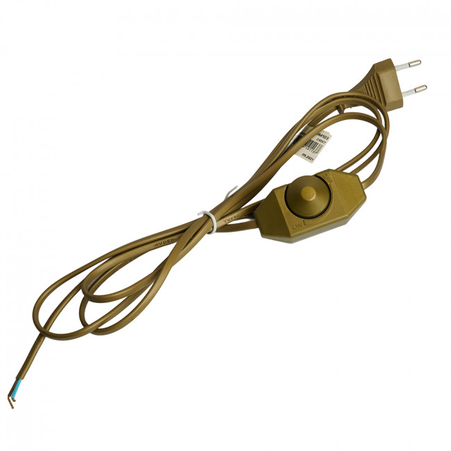 Сетевой шнур с диммером 230V 2м, золото, DM103-200W, артикул FERON 23057 Сетевой шнур с диммером 230V 2м, золото, DM103-200W, артикул FERON 23057